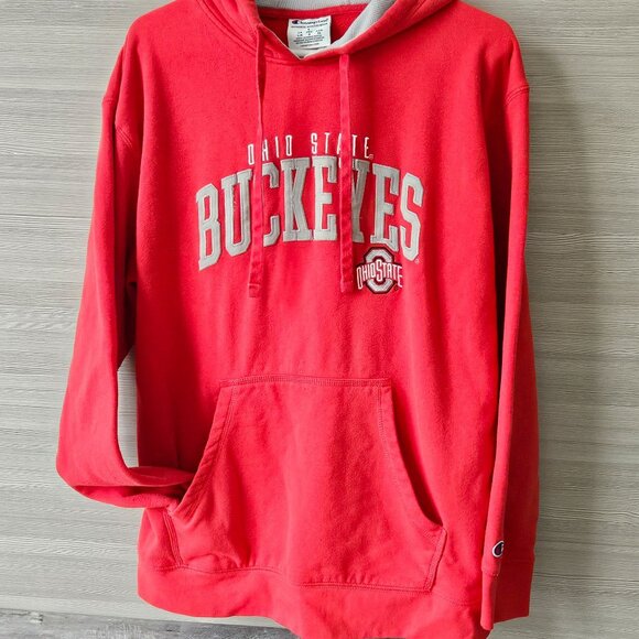 Champion Ohio State Buckeyes OSU Soft Red Hoodie Sweatshirt Size L - Picture 10 of 16